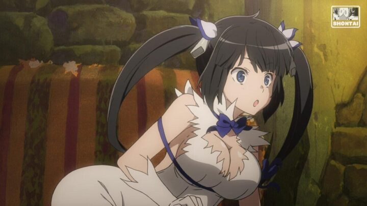 Hestia's fanservice in season#1ep1-Scene22