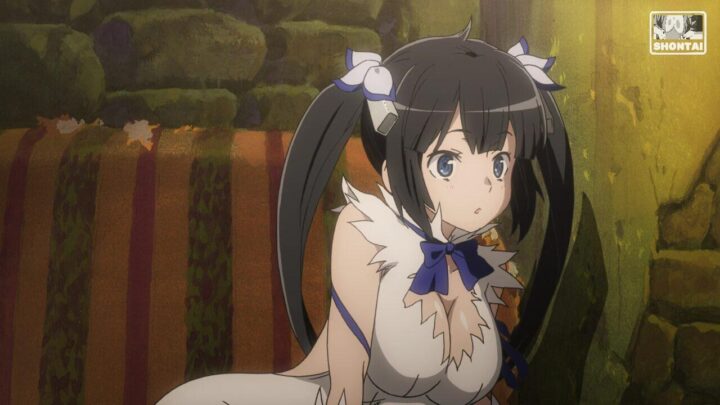 Hestia's fanservice in season#1ep1-Scene23