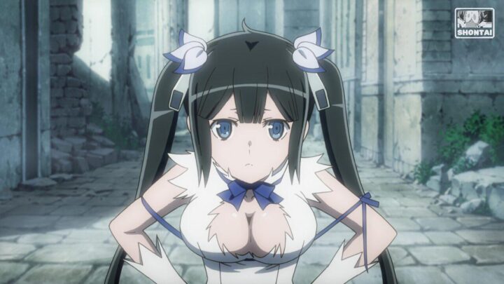 Hestia's fanservice in season#1ep10-Scene1