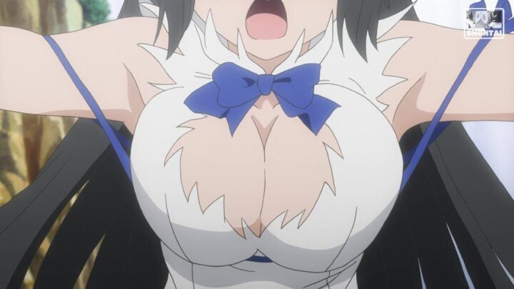 Hestia's fanservice in season#1ep12-Scene18