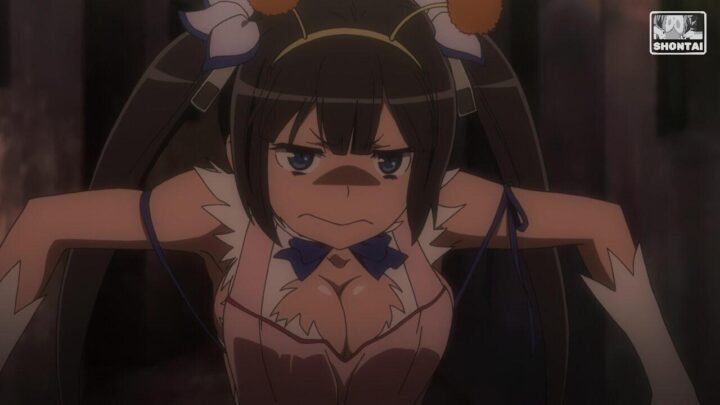 Hestia's fanservice in season#1ep7-Scene12