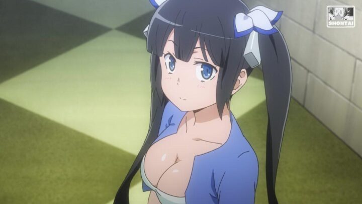 Hestia's fanservice in season#1ep9-Scene2