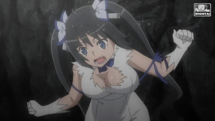 Hestia's fanservice in season#2ep11-Scene3