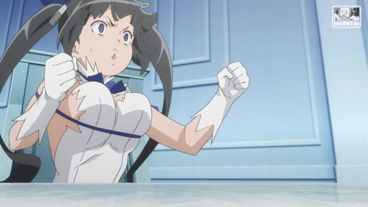 Hestia's fanservice in season#2ep3-Scene1