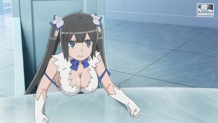 Hestia's fanservice in season#2ep3-Scene3