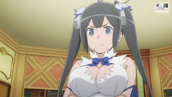 Hestia's fanservice in season#2ep7-Scene1