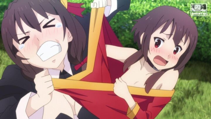 Megumin's fanservice in Season#1ep11-Scene40