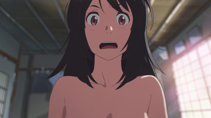 Mitsuha Miyamizu's fanservice in YourName-Scene17