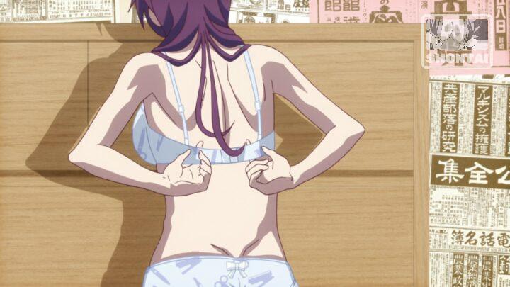 Hitagi Senjougahara's fanservice in Bakemonogatari_Ep2-Scene19