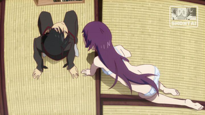 Hitagi Senjougahara's fanservice in Bakemonogatari_Ep2-Scene23