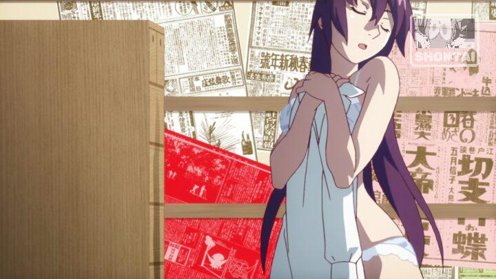 Hitagi Senjougahara's fanservice in Bakemonogatari_Ep2-Scene25