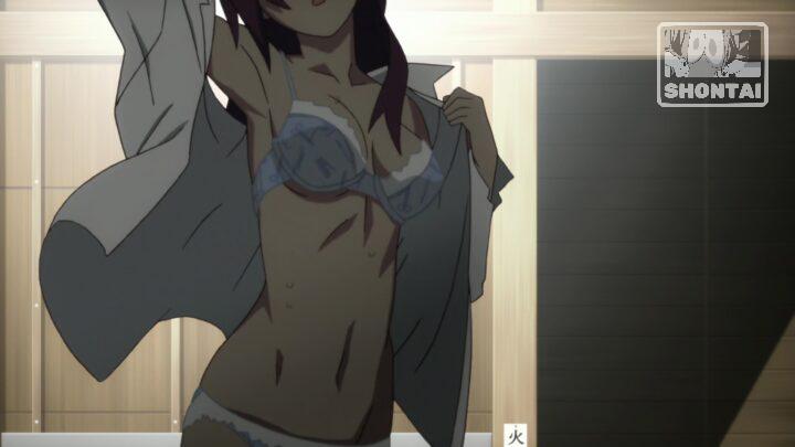 Hitagi Senjougahara's fanservice in Bakemonogatari_Ep2-Scene26