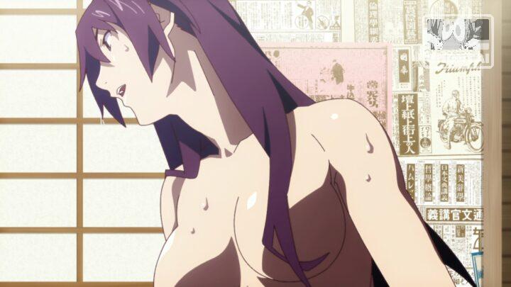 Hitagi Senjougahara's fanservice in Bakemonogatari_Ep2-Scene8