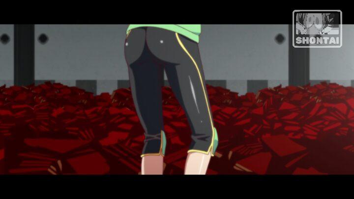 Suruga Kanbaru's fanservice in Hanamonogatari_Ep1-Scene1