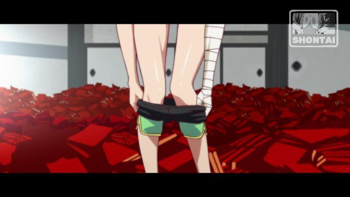 Suruga Kanbaru's fanservice in Hanamonogatari_Ep1-Scene3