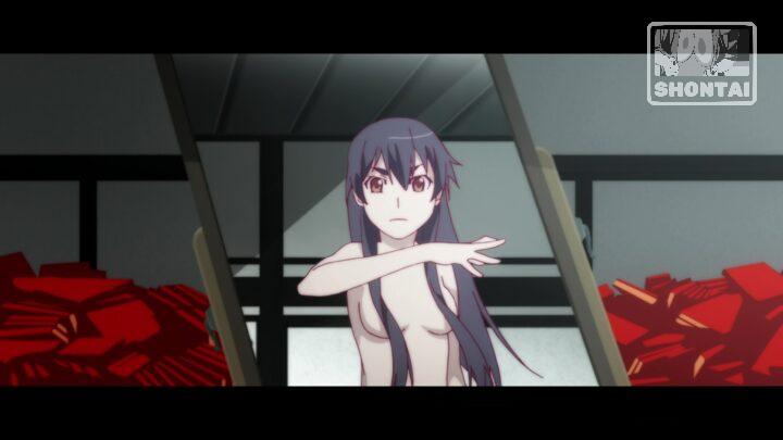 Suruga Kanbaru's fanservice in Hanamonogatari_Ep2-Scene1