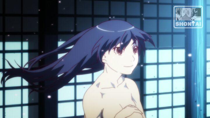 Suruga Kanbaru's fanservice in Hanamonogatari_Ep2-Scene20