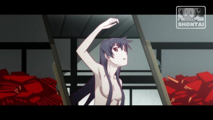 Suruga Kanbaru's fanservice in Hanamonogatari_Ep2-Scene5