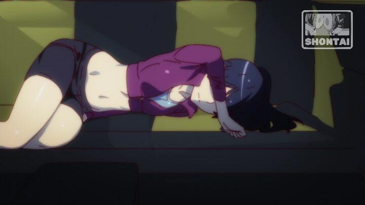 Suruga Kanbaru's fanservice in Hanamonogatari_Ep4-Scene3