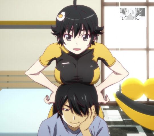 Karen Araragi's fanservice in Koyomimonogatari_Ep6-Scene1