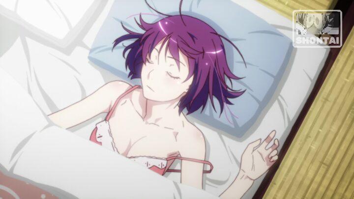 Hitagi Senjougahara's fanservice in NekomonogatariShiro_Ep2-Scene1