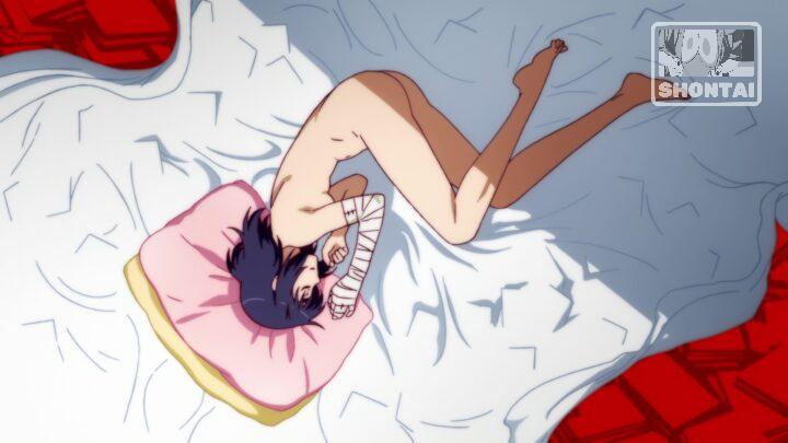 Suruga Kanbaru's fanservice in Nisemonogatari_Ep2-Scene61