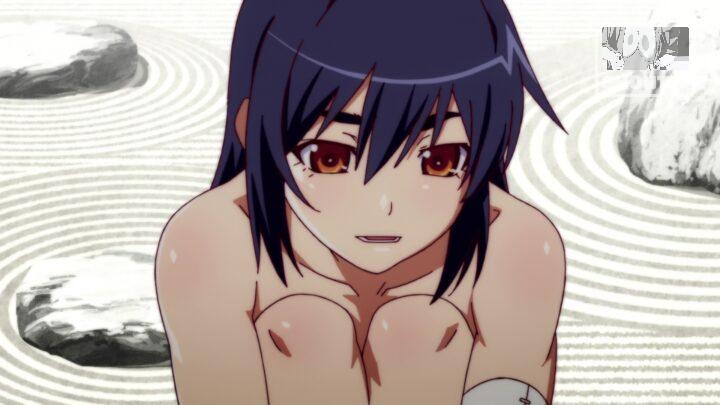 Suruga Kanbaru's fanservice in Nisemonogatari_Ep2-Scene66