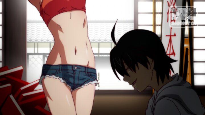 Suruga Kanbaru's fanservice in Nisemonogatari_Ep2-Scene78