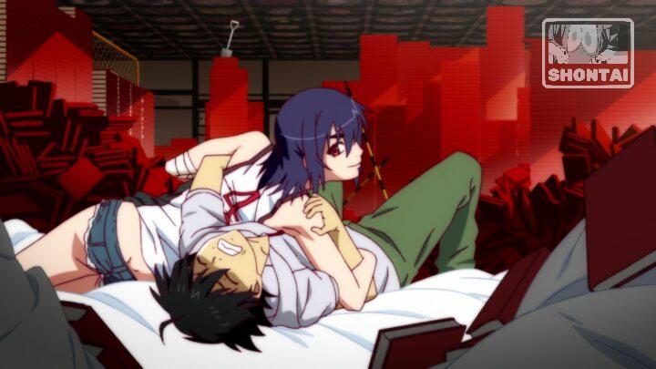 Suruga Kanbaru's fanservice in Nisemonogatari_Ep2-Scene83