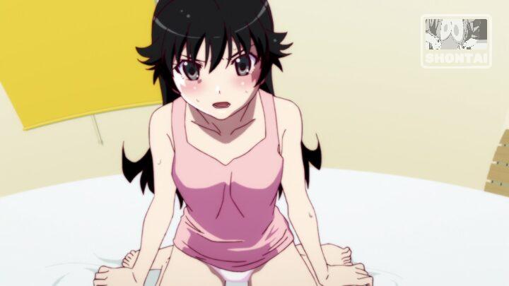 Karen Araragi's fanservice in Nisemonogatari_Ep5-Scene13