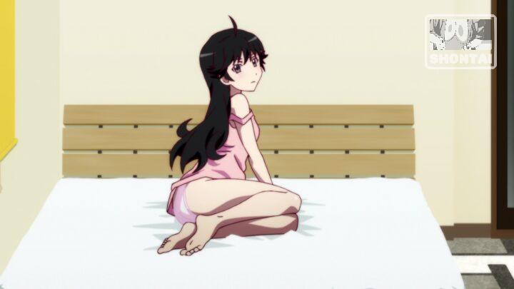 Karen Araragi's fanservice in Nisemonogatari_Ep5-Scene16