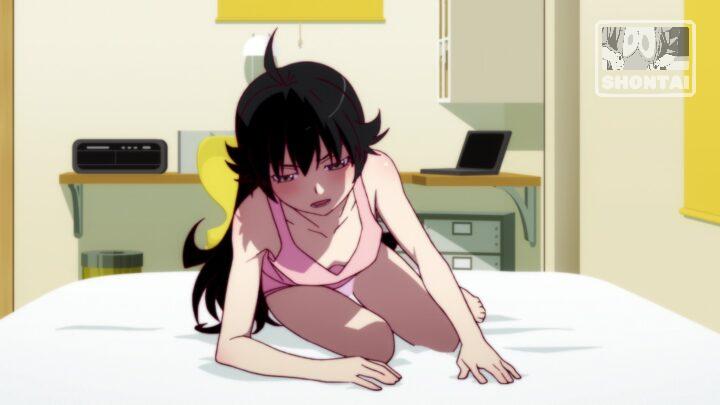 Karen Araragi's fanservice in Nisemonogatari_Ep5-Scene9