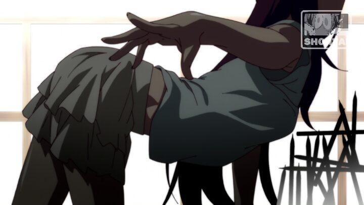 Hitagi Senjougahara's fanservice in Nisemonogatari_Ep6-Scene4