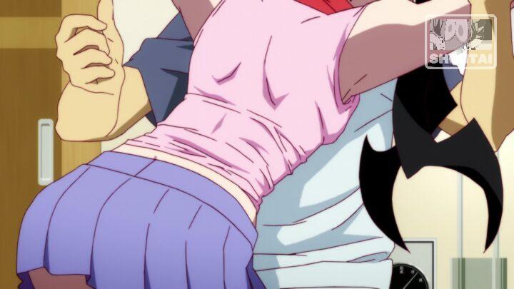 Karen Araragi's fanservice in Nisemonogatari_Ep8-Scene15