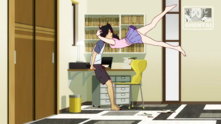 Karen Araragi's fanservice in Nisemonogatari_Ep8-Scene16