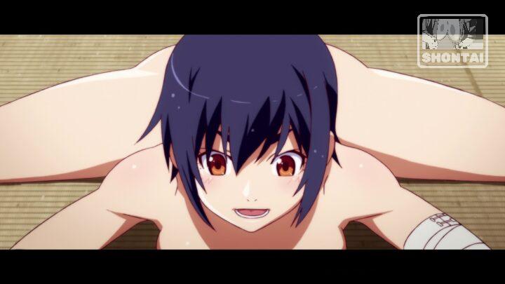 Suruga Kanbaru's fanservice in Nisemonogatari_Ep9-Scene2