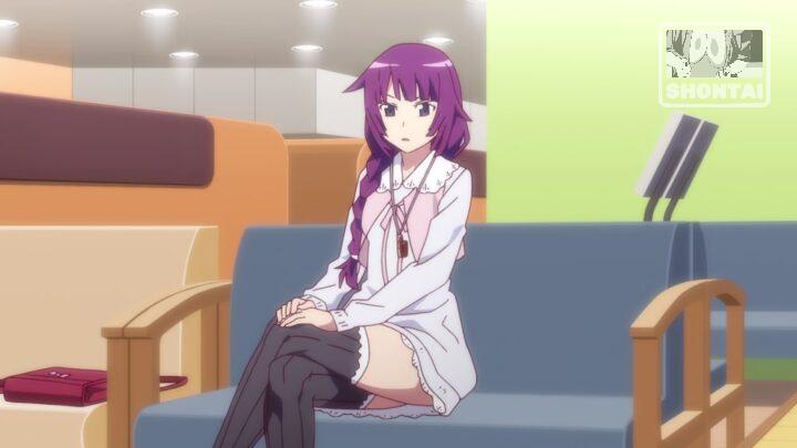 Hitagi Senjougahara's fanservice in Owarimonogatari_Ep4-Scene3