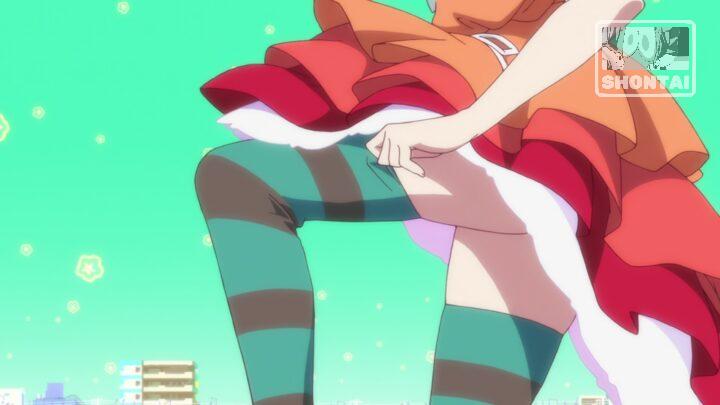 Yotsugi Ononoki's fanservice in Owarimonogatari_Ep8-Scene1