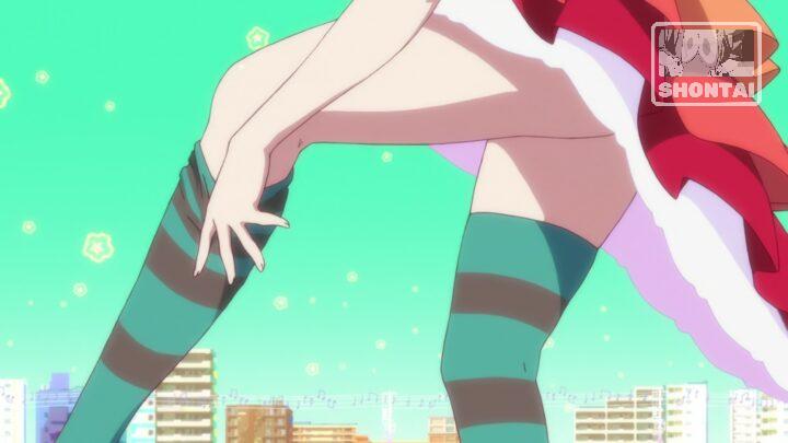 Yotsugi Ononoki's fanservice in Owarimonogatari_Ep8-Scene2