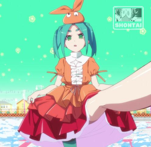 Yotsugi Ononoki's fanservice in Owarimonogatari_Ep8-Scene4