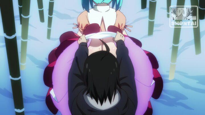 Yotsugi Ononoki's fanservice in Tsukimonogatari_Ep4-Scene7