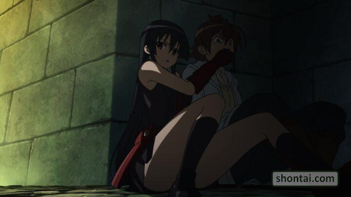 Akame's fanservice in season#1ep4-Scene8