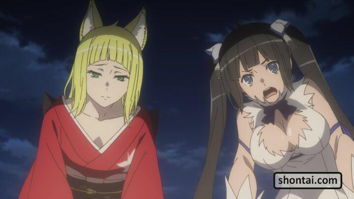 Hestia's fanservice in season#3ep10-Scene3